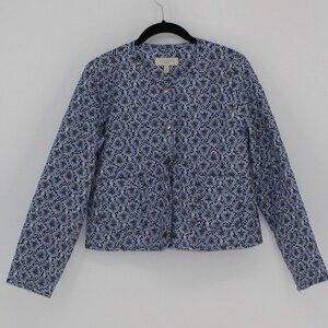 12 Talbots Blue Floral Quilted Jacket  Women Size Small